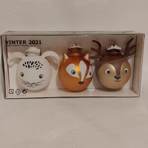 Ikea Vinter Animal Christmas Balls Decoration, set of 3, Fox Bunny Deer, New